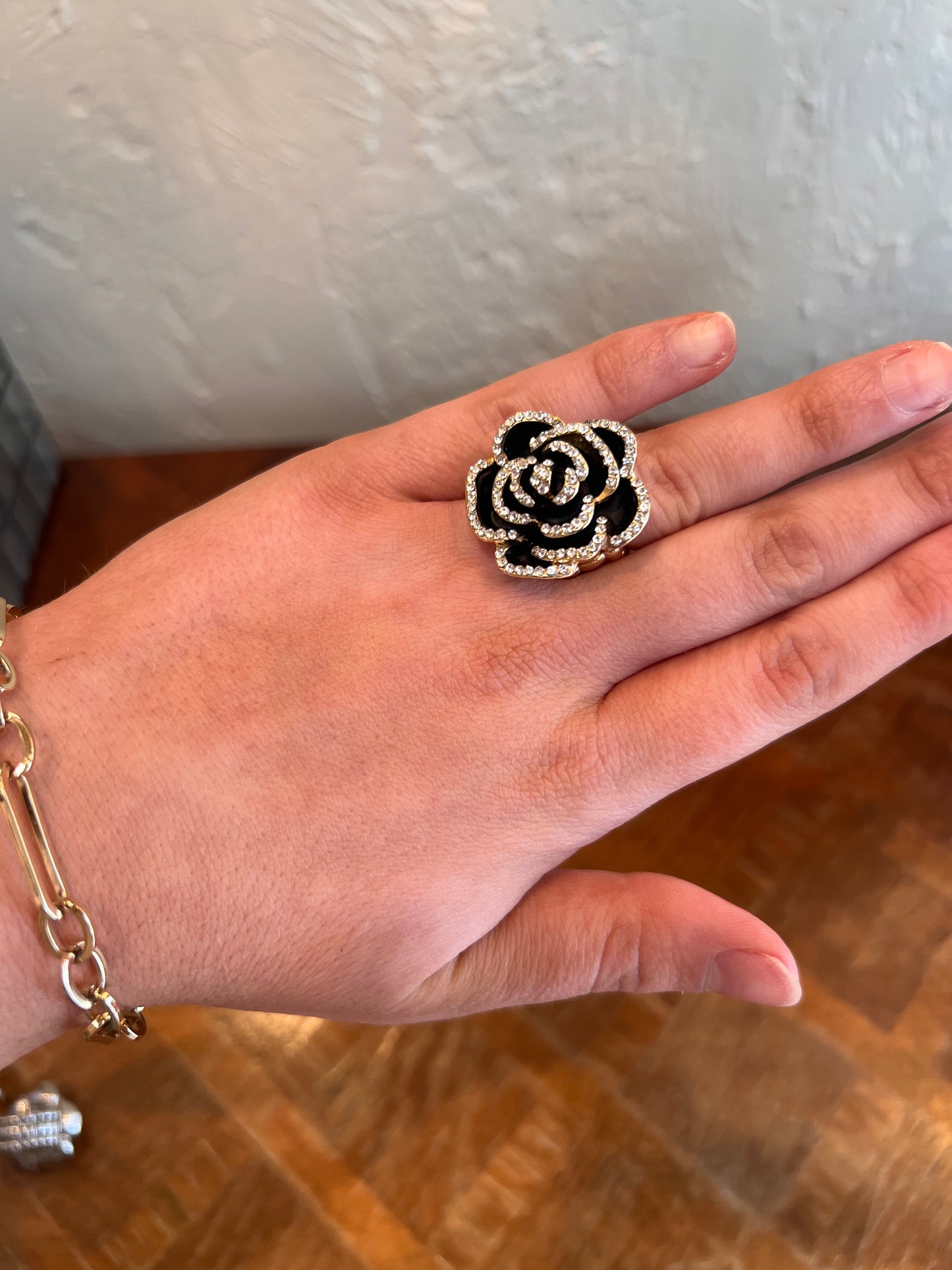 Stretchy Flower Ring Gold