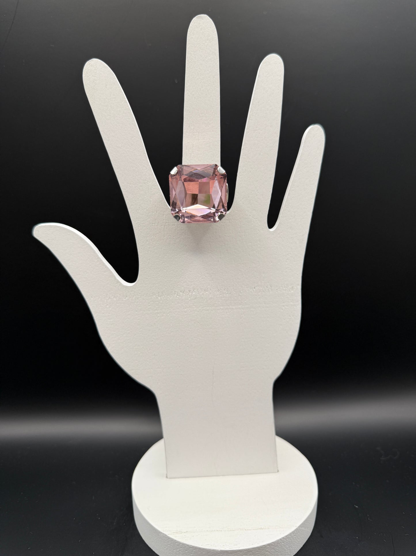 Large Crystal Adjustable Ring Light Pink