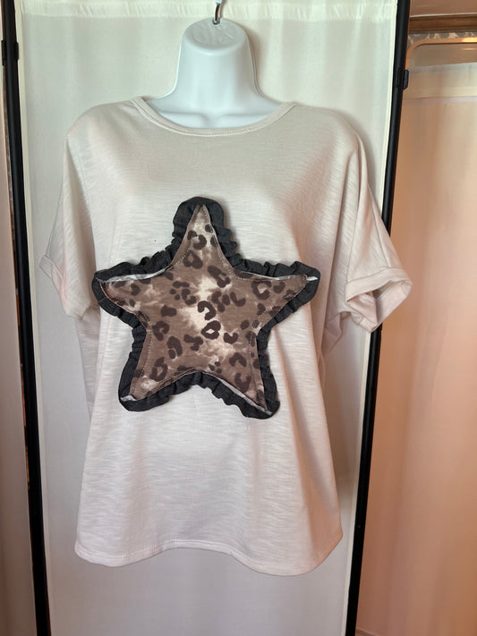 Leopard Star Patch Top