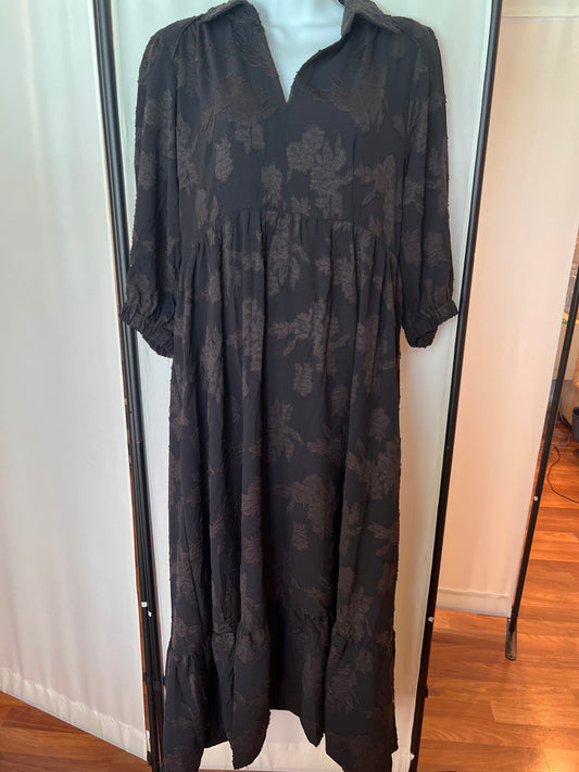 UMGEE Black Floral Burnout Dress