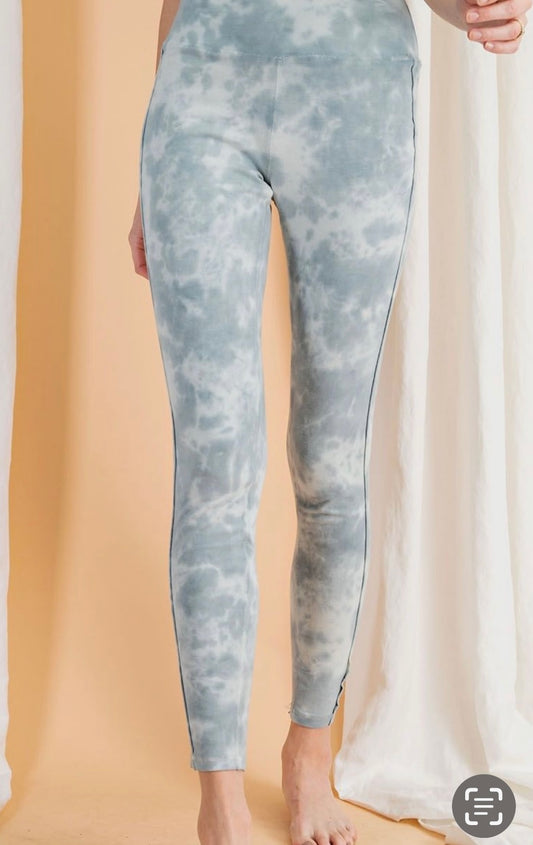 Blue High Rise Tie Dye Leggings by Easel