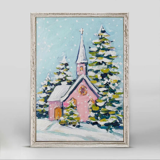 Little Pink Church Mini Framed Canvas