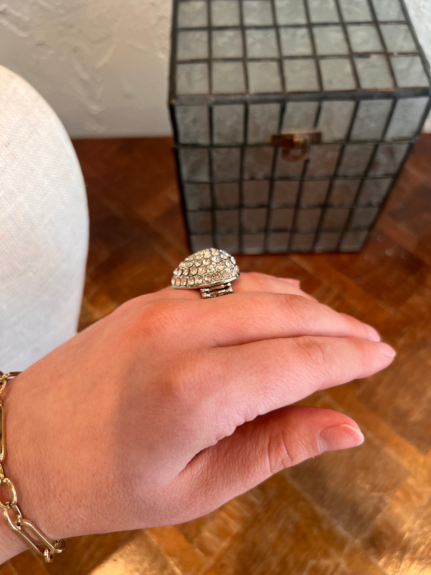 Crystal Heart Ring Silver