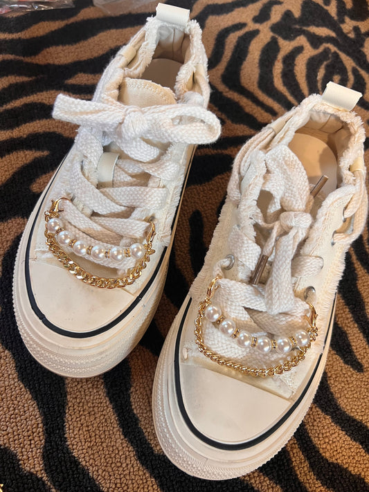 Gold Pearl Shoe Charms