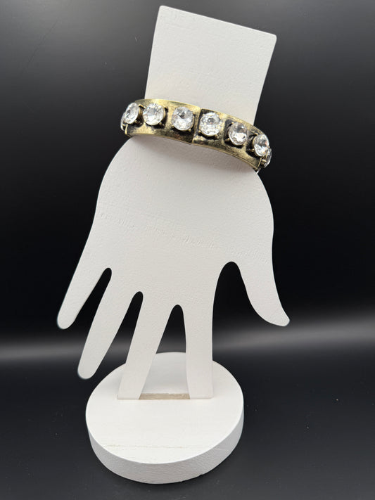 Wide Large Crystal Bracelet Gold