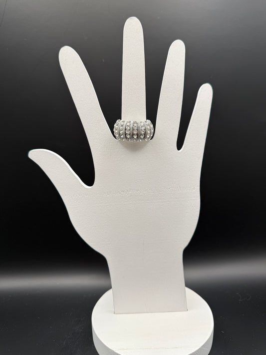 Crystal Channel Ring Silver