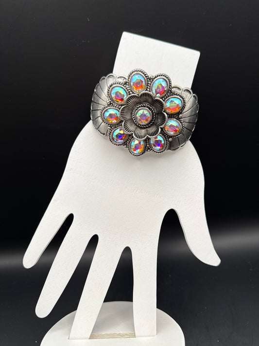 Large AB Stone Flower Inspired Bracelet