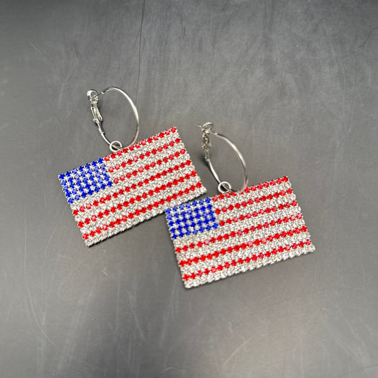 American Flag Crystal Earrings
