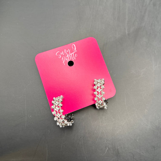 Crystal and Pearl Hoop Earrings