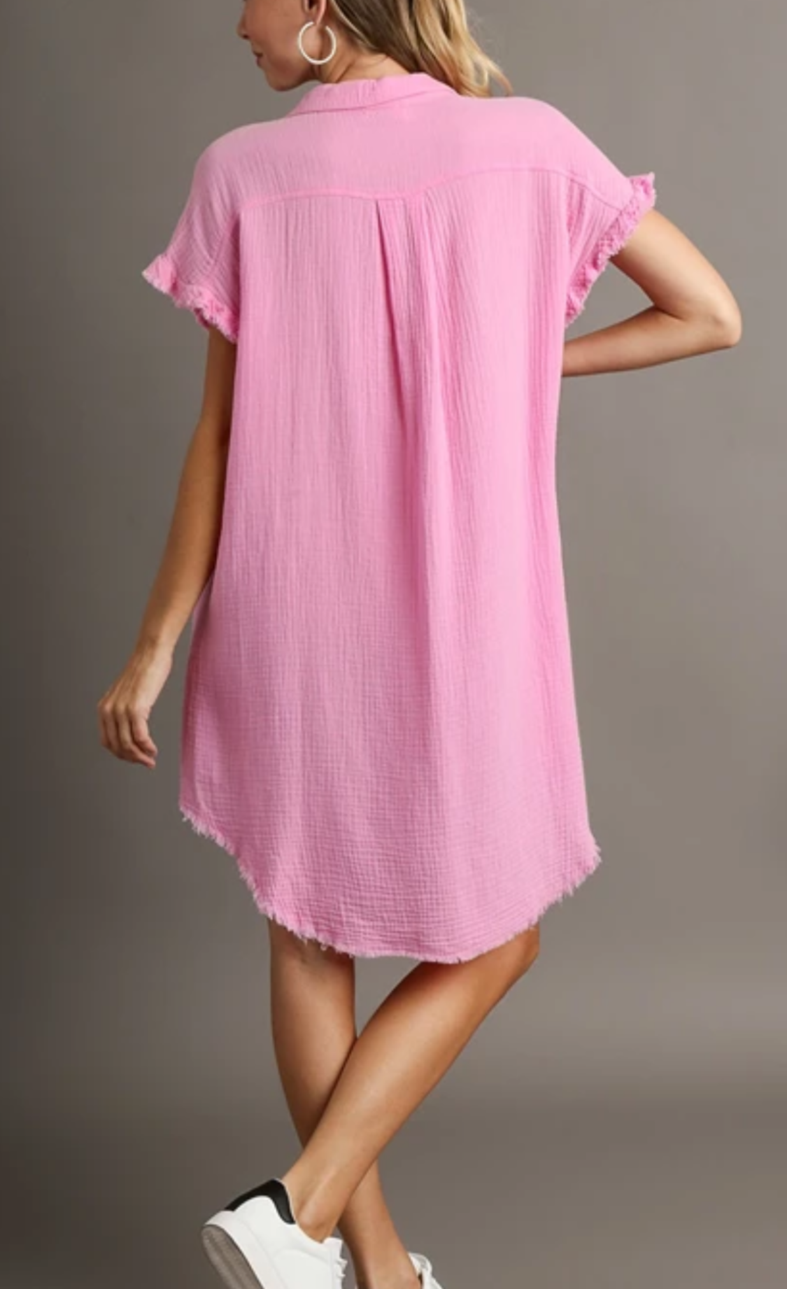 Pink cotton gauze shirt dress by Umgee