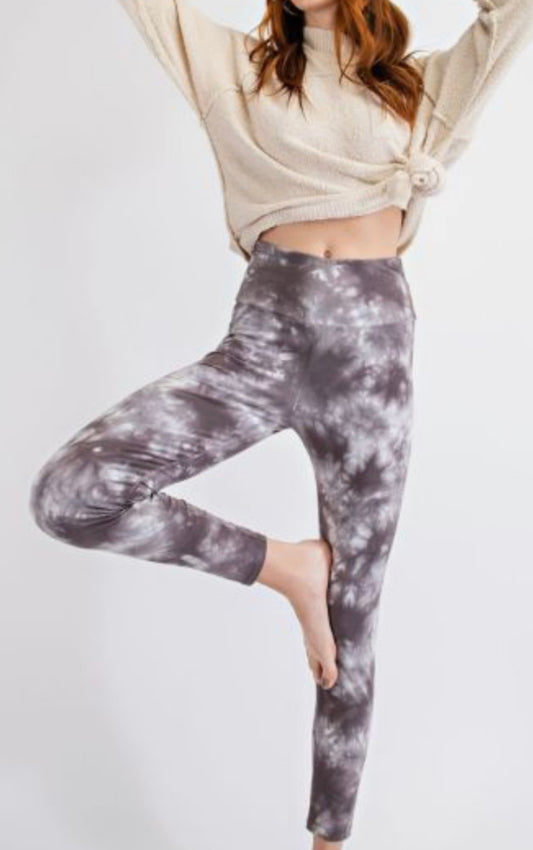 Gray High Rise Tie Dye Leggings by Easel