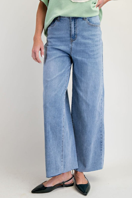 EASEL Soft Washed Stretch Denim Pants Plus Pretty